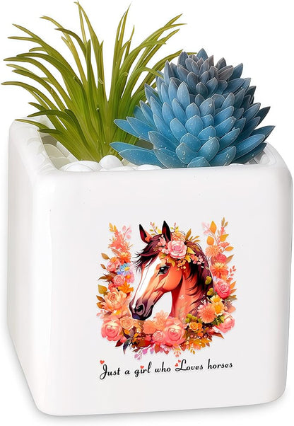 Horse Succulent Planter Flower Plant Pot Small, Gifts for Women Teens Girls Kids, Horse Lovers Themed Stuff Accessories Things Decor Merch, Home Office Table Desk Decoration!