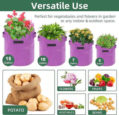 6 Pack 10 Gallon Potato Grow Bags with Flap, Potato Growing Bags Garden Planting Bag with Handle, Nonwoven Fabric Vegetables Grow for Potato Tomato Carrot Onion (10 Gallon)