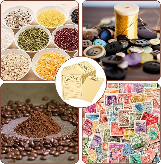 150 Pcs Seed Envelopes, Resealable Seed Packets Envelope Self Adhesive Sealing Seed Saving Envelopes Small Brown Paper Seed Storage Envelopes 3.1x4.7 Inch for Collection of Flower Vegetable Seeds