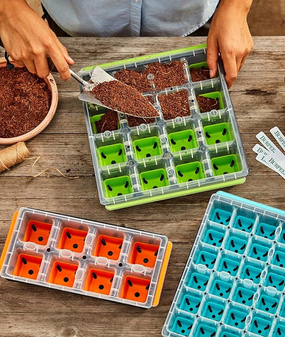 Burpee SuperSeed Windowsill Seed Starting Tray| 8 XL Cell| Reusable & Dishwasher Safe| for Vegetable, Flower & Herb Seeds| Window Garden Seed Starter Kit| Green