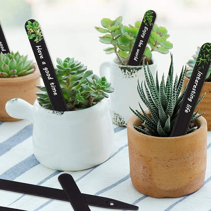 Whaline 200Pcs Thick Plastic Plant Label Garden Labels Black Waterproof Garden Stake Sign Tags Garden Markers for Outdoor Seedlings Potted Flowers with 2 Marker Pen and A Roll of Twine (15 cm)