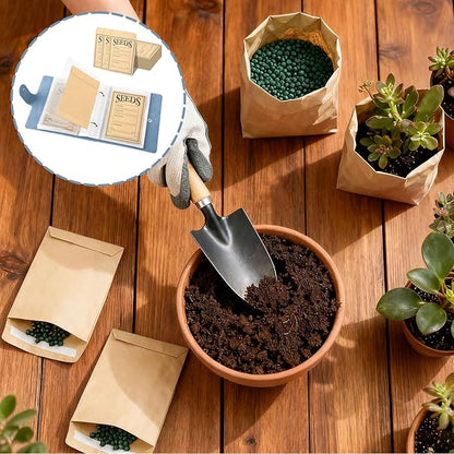 Seed Storage Organizer Binder, Leather Seed Packet Organizer with 50 Pack Seed Envelopes, Garden Seed Storage Holder Book, Plant Seed Saver, Flower Seed Keeper, Blue, 3.1x4.7 Inch Seed Envelopes