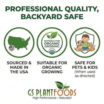 GS Plant Foods Root Ruckus Compost Fertilizer Organic Plant Food - Turbo Charged Compost for Plants - Humic Acid & Sea Kelp Nutritional Root Supplement for Lawns, Soil, Shrubs & Vegetables - 1 Gallon