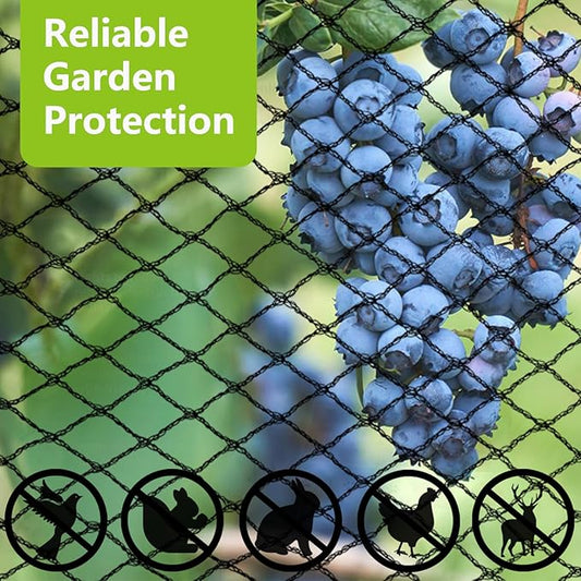10x50ft Bird Netting for Garden Woven Mesh Garden Netting for Plants, Vegetable, Fruit Trees, Blueberry Bushes, Strawberries Against Birds, Deer, Squirrels and Other Animals