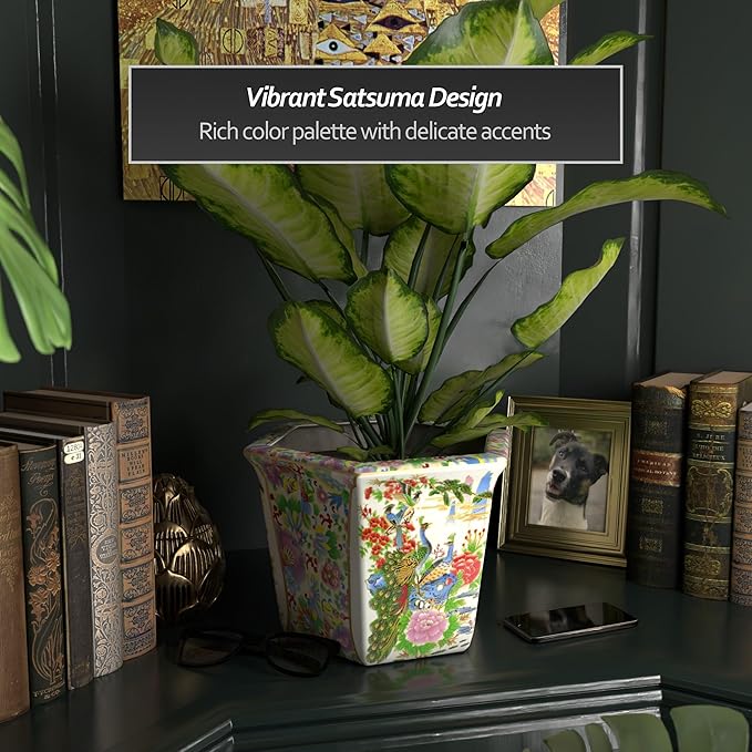 Red Lantern 12" Hexagonal Flower Pot - Satsuma Peacock