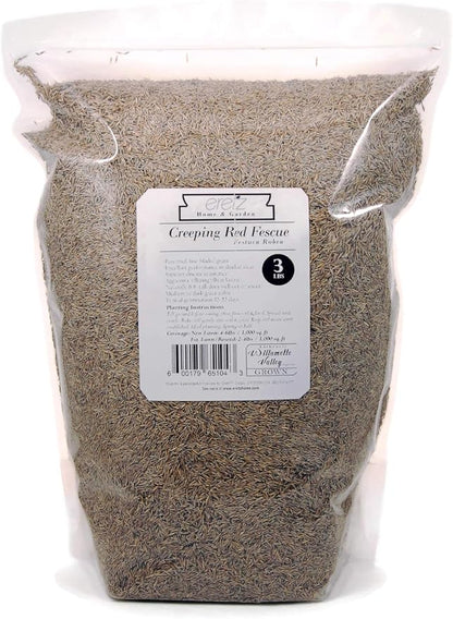 Creeping Red Fescue Seed by Eretz (3lb) - Choose Size! Willamette Valley Oregon Grown, No Fillers, No Weed or Other Crop Seeds, Premium Shade Grass Seed.