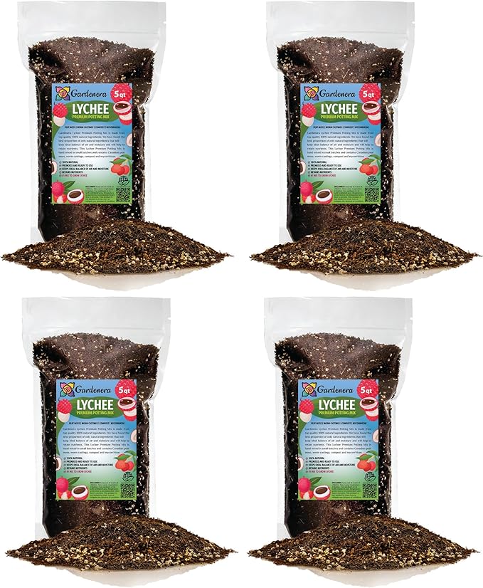 Gardenera Expertly Formulated Lychee Potting Soil Mix - Optimal Nutrient-Rich Blend for Thriving and Juicy Lychee Trees - 20 QUARTS