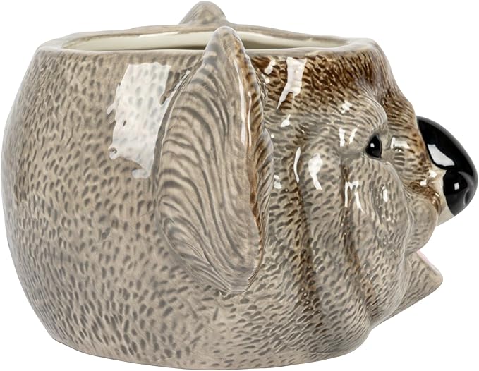 Creative Co-Op 7.75 Inches Round Ceramic Koala Head Planter, Holds 3" Pot, Grey and Black