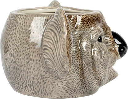 Creative Co-Op 7.75 Inches Round Ceramic Koala Head Planter, Holds 3" Pot, Grey and Black