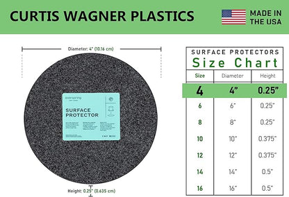 Curtis Wagner Plastics Corp. MA-400 Fabric Plant Mat (4" Diameter, Charcoal Gray, 5-Pack) - Round Fabric Plant Coasters - Use as Planter, Coaster or Pads for Your Arts & Crafts