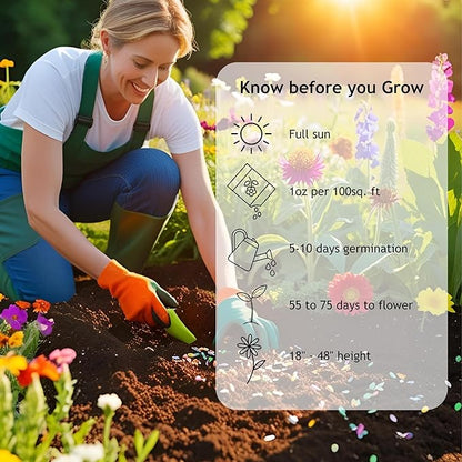 Save The Bees Wildflower Seeds – 1oz Packet (15,000+ Seeds, Covers 100 Sq Ft) | 18 Flower Varieties, Annual & Perennial | Organic, Non-GMO | Bee Friendly Garden & Potting Mix for Pollinators