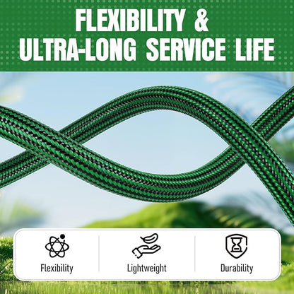 Garden Hose 75 ft NON-EXPANDABLE Water Hose, Flexible & Lightweight Kink Resistant Hybrid Hose, Leak-Proof Heavy Duty, Super Durable Fabric with 3/4" Solid Brass Connectors