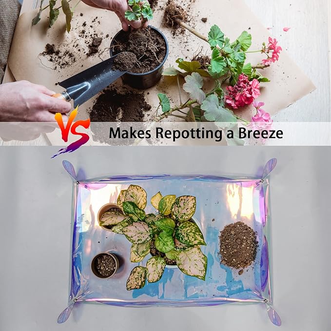 Azureblue 2 Pcs Plant Repotting Mat for Indoor Plants Potting Soil Mix, Waterproof Plant Repotting/Potting Tray