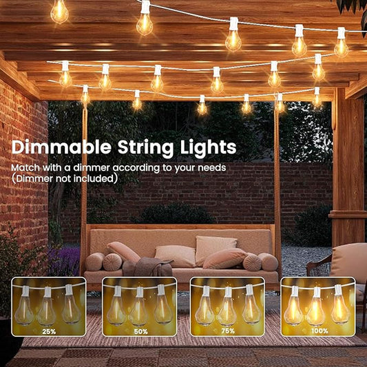 String Lights for Outside 300FT(3x100FT) Outdoor Lights with 150+6(Spare) Edison Shatterproof Bulbs, Patio Light Connectable for Backyard, Bistro,Porch,White Cord String Light Waterproof