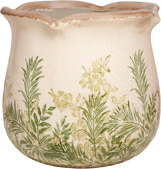 Vintage Ceramic 6.11'' Plant Pots, Decorative Vase for Indoor Garden, Room & Home Decor, Cottage Fern
