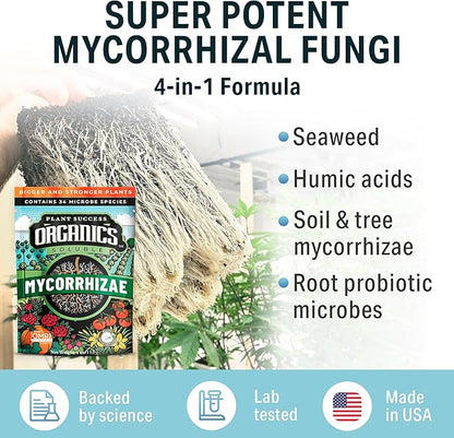 Mycorrhizal Fungi OMRI Organic Root Enhancer for Plant Success, Super Potent 20 Strain ECTO and ENDO Blend for Trees, Vegetables and Houseplants, Beneficial Bacteria Included Treats 700 Plants