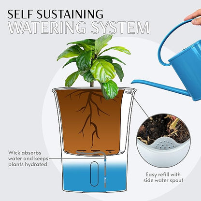 karenplantsplants™ 7" Tall Diameter Self Watering Pot (5-Pack) Decorative Planter with Water Level Indicator for House Plants, Flowers, Herbs