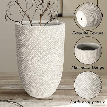 Oakrain Large Rustic Planters for Indoor Plants, 17" Tall Decorative Planter Pot with Drainage Hole, Modern Floor Vase for Home Decor, Living Room, Entryway