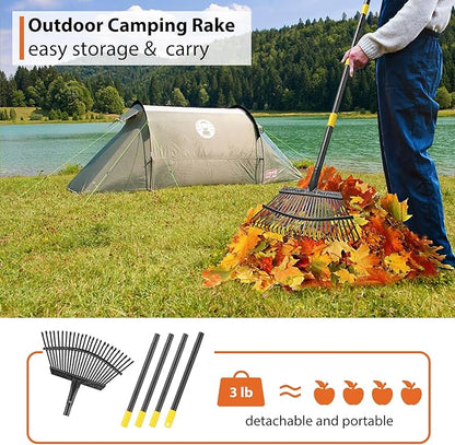Rake for Leaves Heavy Duty, Large Garden Leaf Rakes for Lawns, 65 Inch Gardening Rake with Back-Saving Long Handle, 18.5” Wide 25 Tines Head for Quick Cleanup Yard Grass Clippings, Anti-Rust