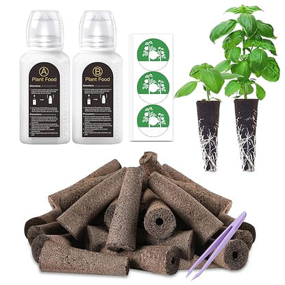 51 Pcs Grow Sponges and Nutrients for Hydroponics Plant Food Compatible with Aero Garden and All Brands - Seed Pods Lables and Indoor Plant Fertilizer for Indoor Garden Hydroponics Growing System