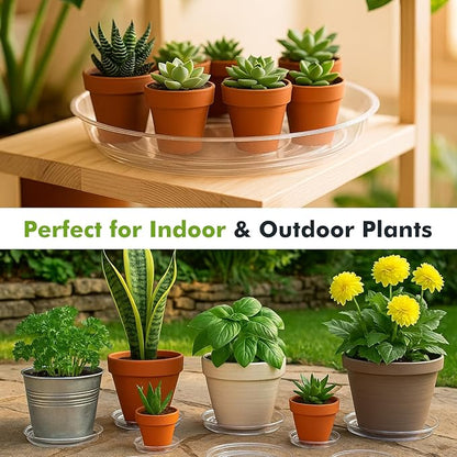 70 Packs 12" Clear Plant Saucers for Indoor Outdoor Use Heavy Duty Plastic Plant Trays for Planter Flower Pot Drip Trays to Catch Water, Bulk 4 to 20 Inch, Round Transparent