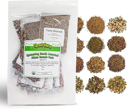 The Sprout House Assorted Mix Sprouting Seeds - Grow Fresh Sprouts & Bean Sprouts at Home, Organic, Non-GMO, Nutrient-Packed for Salads, Sandwich & Smoothies, Premium 12 Pack | 2 oz Each