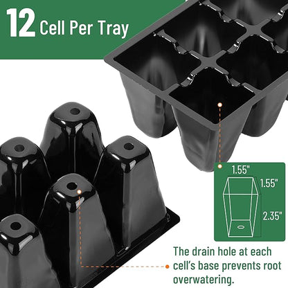 Mr. Pen- Seed Starter Tray Kits, 6.6"x4.6", 10 Set, Total 120 Cells, Durable Plant Germination Trays with Humidity Vented Domes and Bases, Ideal for Seed Starting, Indoor Gardening and Greenhouse