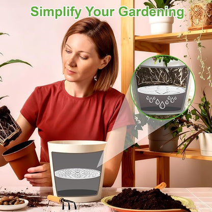 Plant Risers For Inside pots: 6 Pack Planter Inserts for 10 11 13 Inch Pots with Drainage Holes Use Less Potting Soil Plant Risers for Inside Pots for Tall or Short Planters for Indoor & Outdoor