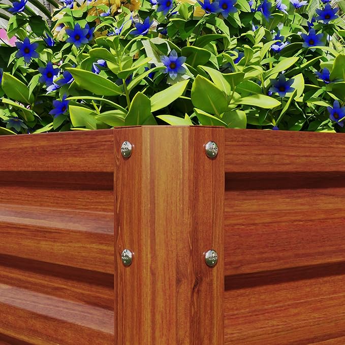 Outsunny 2 Piece Galvanized Raised Garden Bed, 2' x 2' x 1' Metal Planter Box, for Growing Vegetables, Flowers, Herbs, Succulents, Brown