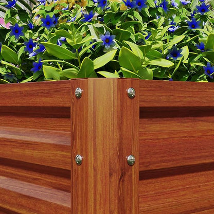 Outsunny 2 Piece Galvanized Raised Garden Bed, 2' x 2' x 1' Metal Planter Box, for Growing Vegetables, Flowers, Herbs, Succulents, Brown