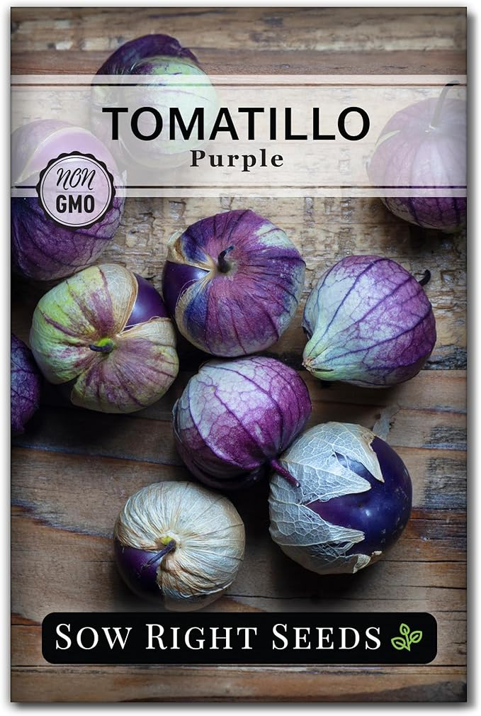 Sow Right Seeds - Purple Tomatillo Seeds for Planting - Non-GMO Heirloom Packet with Instructions to Plant an Outdoor Home Vegetable Garden - Mexican Husk Tomato - Ground Cherries Great for Salsa (1)