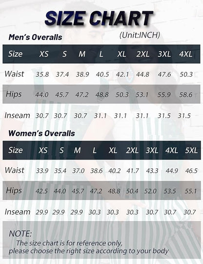 Bib Overalls for Men Adjustable Straps Jumpsuit Striped Women Coveralls with Pockets