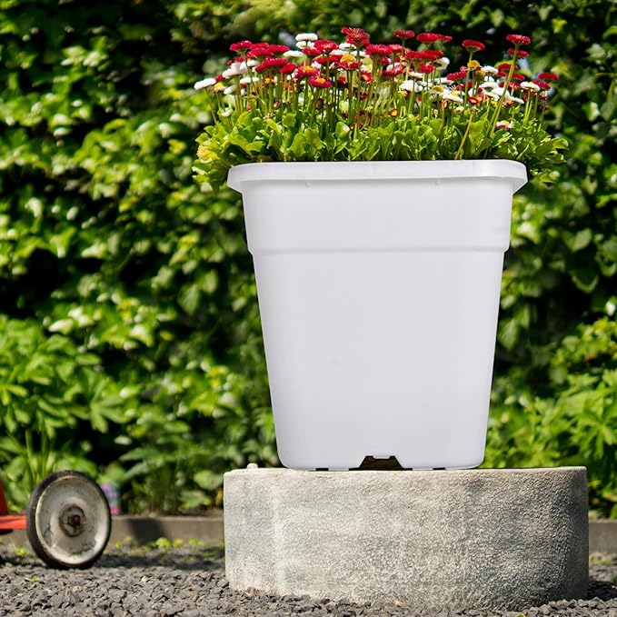 HOSTIC 1 Gallon Square Nursery Pots Flexible Plastic Pots for Plants Gallon Pot with Drainage Holes 10 Pcs