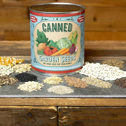 Mountain Valley Seed Company Vegetable Garden Can 50,000+ Seeds 16 Varieties for Long Term Storage, Emergency Supply, Survival Include Tomato, Pepper, Squash, Cucumber, Lettuce, Carrot, & More
