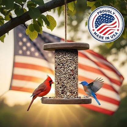 Bugs, Nuts & Berries Bird Seed Cylinders with Hole – Wild Bird Food for Blue Birds, Woodpeckers, Cardinals & More – Premium Protein-Rich All Natural Blend, No Fillers – USA Made (4" x 7.75")