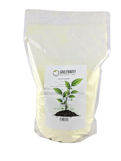 Greenway Biotech, Inc. Organic Sulfur Powder Fertilizer for Plants- Required to Lower pH & Increased Sulfur Deficiencies- Essential Nutrients for Plant Growth with Macronutrients (10 Pounds)