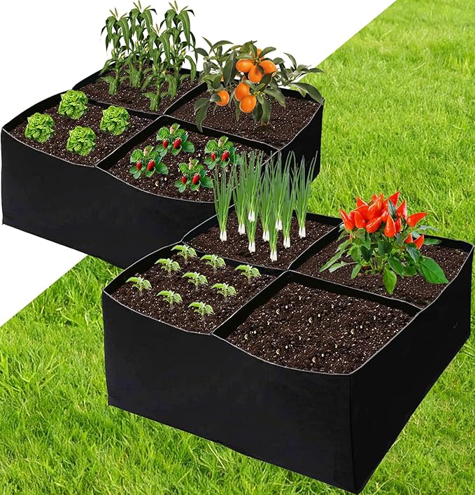 2 PCS Grow Bags, Fabric Raised Garden Bed for Vegetable Herbs Gardening, 28.5 Gallon Fabric Planting Bags Pots Indoor Outdoor, 2x2x1ft