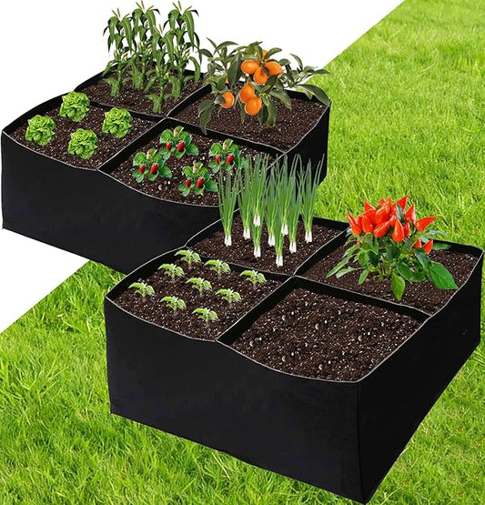 2 PCS Grow Bags, Fabric Raised Garden Bed for Vegetable Herbs Gardening, 28.5 Gallon Fabric Planting Bags Pots Indoor Outdoor, 2x2x1ft