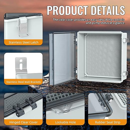 Joinfworld Outdoor Waterproof Electrical Box 13x13x5 Nema Box Weatherproof Plastic Electrical Box Outdoor WiFi Enclosure for Electrical Connection WiFi Router