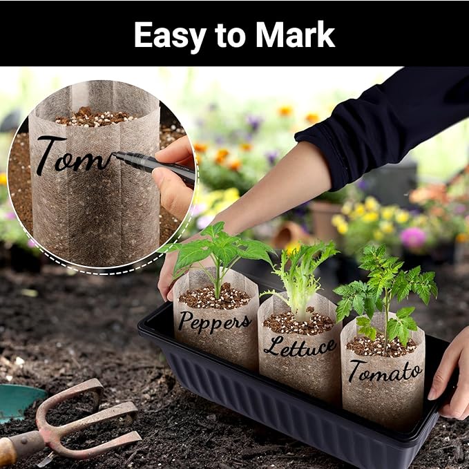 Seedling Grow Bags for Plants Bulk, 6x8 inches Sturdy Non-Woven Nursery Bags, 100PCS Solid Plant Grow Seed Starter Bag, Fabric Seedling Pots Pouches Planting Home Garden Supply