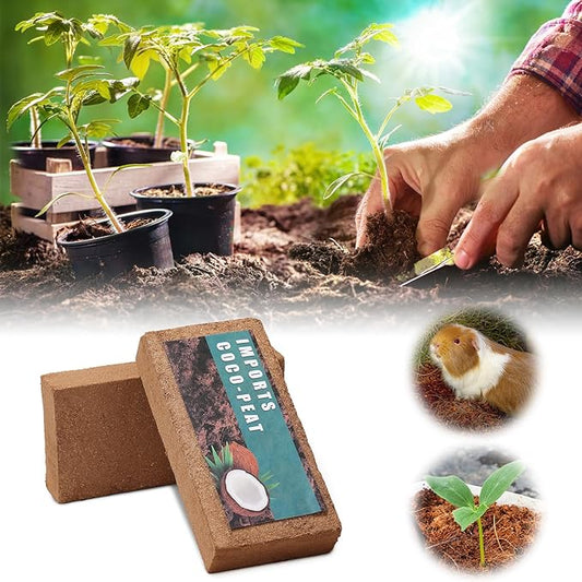 Coco Coir Brick for Plants - 2 Pack Premium 100% Organic Coconut Coir Peat Moss Mix Potting Soil with Low EC & pH Balance, Fiber Coconut Husk for Plants, Flowers, Herbs Garden Soil