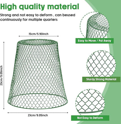Geosar 30 Pcs 9 inch Chicken Wire Cloche Plant Protector Cover Metal Garden Cloche Dome for Plants Chicken Wire Protection Basket with Garden Stakes for Avoiding Rabbit Bird Small Animals Eat (Green)