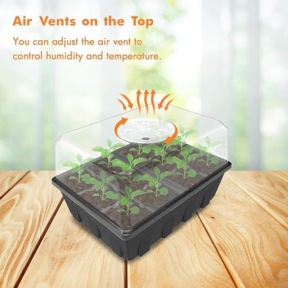 Gardzen 3 Pack Seed Starter Tray Germination Kit, Seed Starter Kit with Adjustable Humidity Dome, Plant Growing Kit 6.6" x 4.5" (12-Cell per Tray), Clear