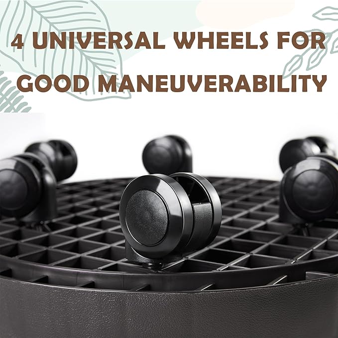 20.5 Inch Planter Caddies Rolling Saucer Caddy with Wheels, Heavy Duty Wheeled Stand for Potted Plant, Round Coaster Roller Base Tray with Casters, Flower Pot Dolly Holder for Indoor Outdoor
