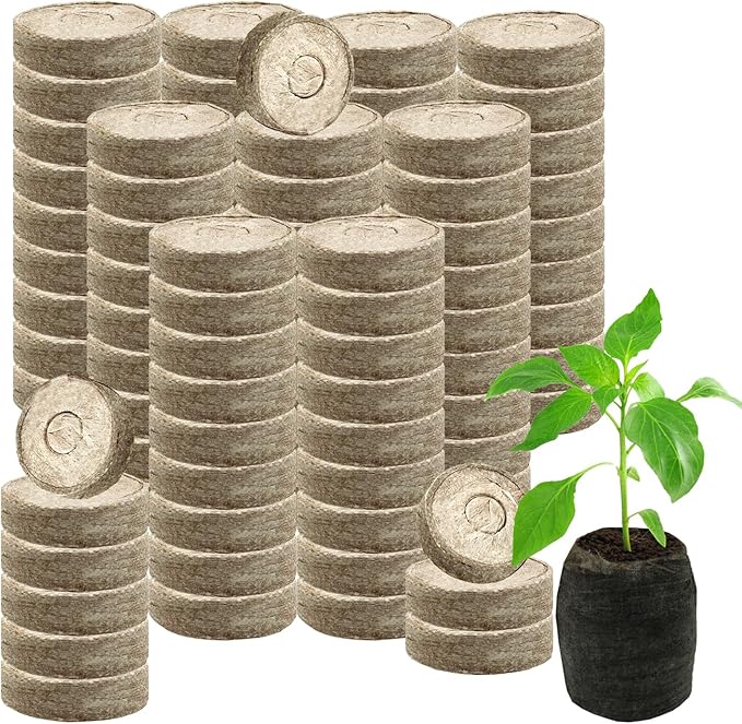 255Pcs 40mm Peat Pellet Fiber Soil Plant Seed Starters, Compressed Nutrient Seedling Pods Plugs, Fertilizer Block