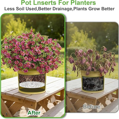 Plant Risers For Inside pots: 6 Pack Planter Inserts for 10 11 13 Inch Pots with Drainage Holes Use Less Potting Soil Plant Risers for Inside Pots for Tall or Short Planters for Indoor & Outdoor