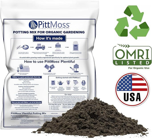 PittMoss Plentiful Eco-Friendly, Organic, Peat-Free Potting Mix, 1 Cubic Foot (Pack of 3) for Gardens, Houseplants, Mulching & More - Made in USA from Recycled Paper