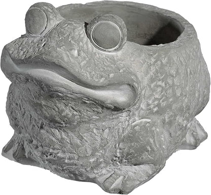 Classic Home and Garden Cement Buddies Animal Planter - Cute Desk Decoration - UV Coated Animal Vase w/Removable Drain Plug - Succulent Planter for Indoor/Outdoor Use (Frog Planter, Natural, Small)