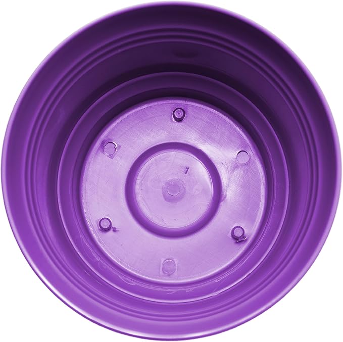 Bloem Saturn 14" Royal Lilac Round Resin Planter Pot with Snap-in Saucer for Indoor and Outdoor Gardening