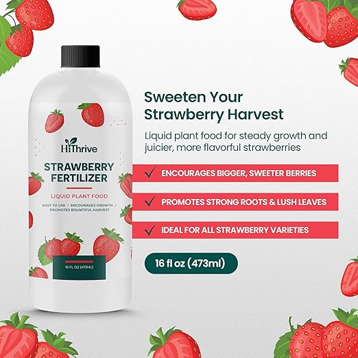 16oz Strawberry Fertilizer - Makes 16 Gallons of Fruit Tree Fertilizer for Strawberries, Liquid Plant Food Outdoor, Ideal Strawberry Plant Food for Lush Growth & Bigger, Sweeter Strawberries